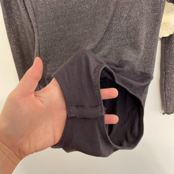 NEW NWT ALTAR'D STATE Taupe Purple Gray Metallic Long Sleeve Mock Neck Bodysuit - Picture 5 of 12